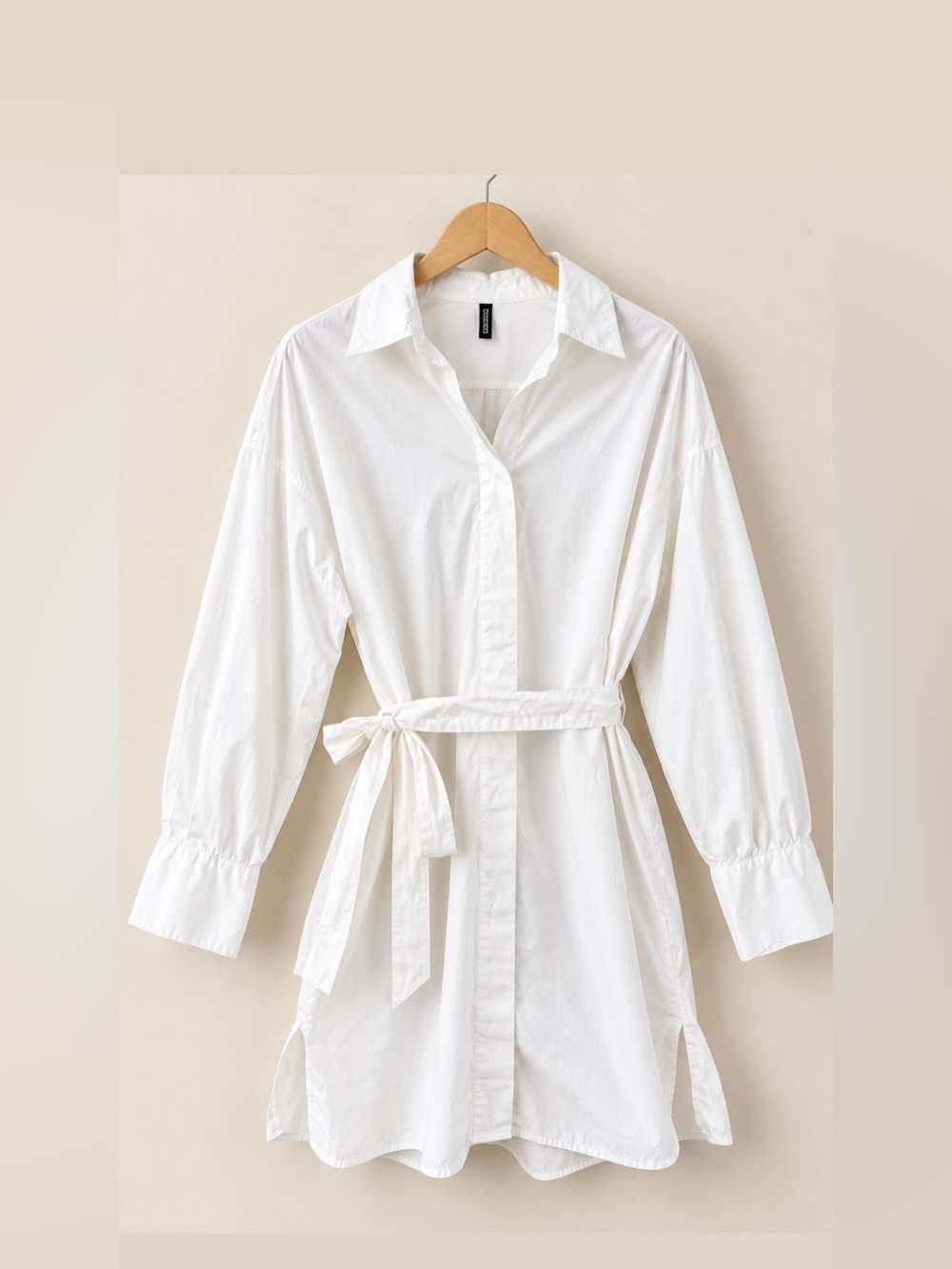 Divided 100% cotton White Tie-Waist Shirt Dress - Women